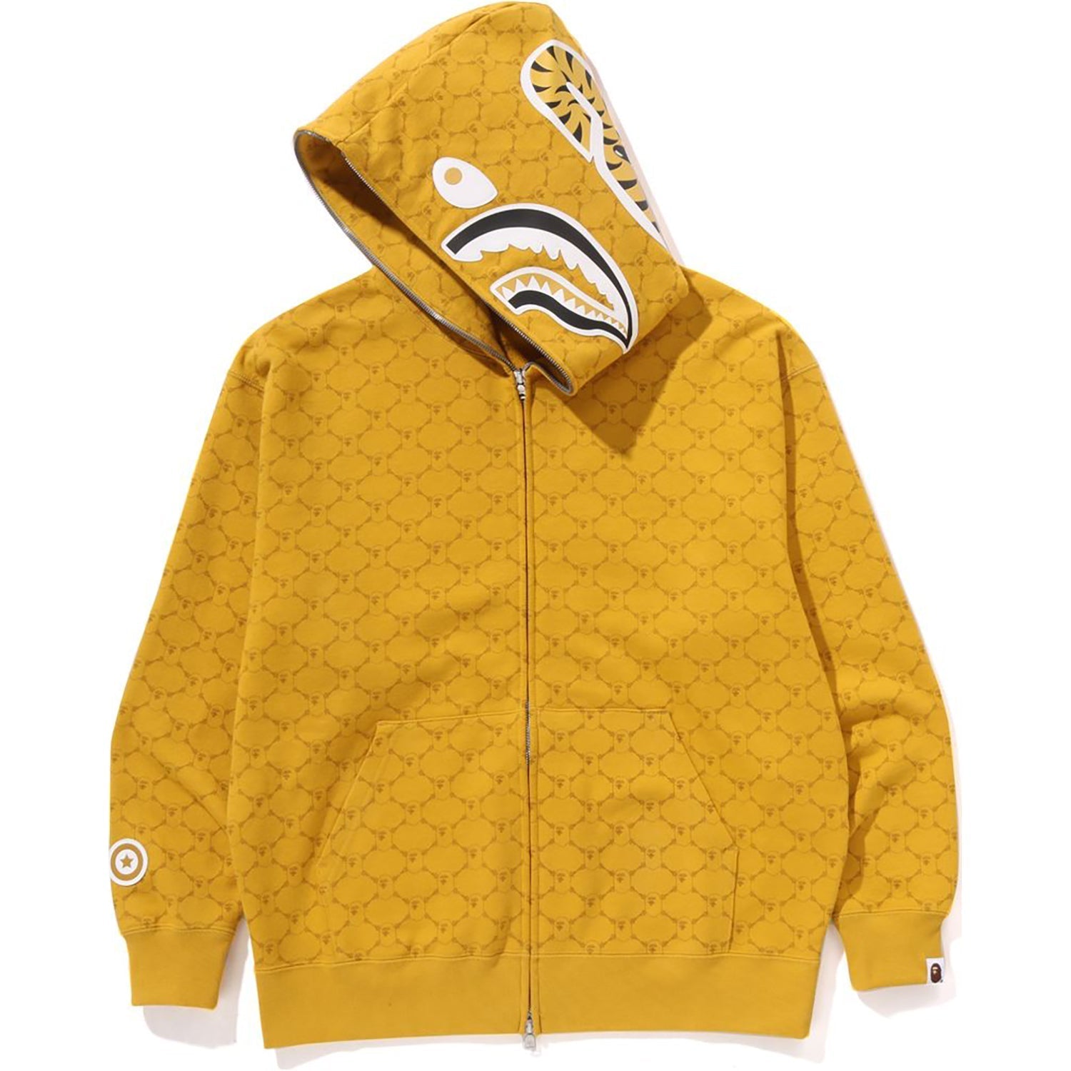 BAPE COLLEGE MONOGRAM RELAXED FIT SHARK FULL ZIP HOODIE MENS
