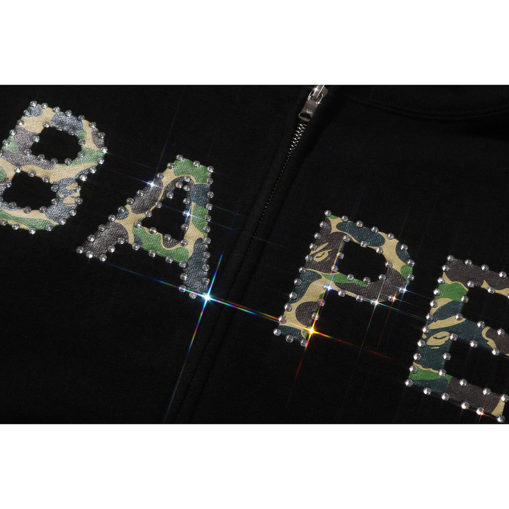 BAPE ABC CAMO CRYSTAL LOGO WIDE ZIP HOODIE LADIES