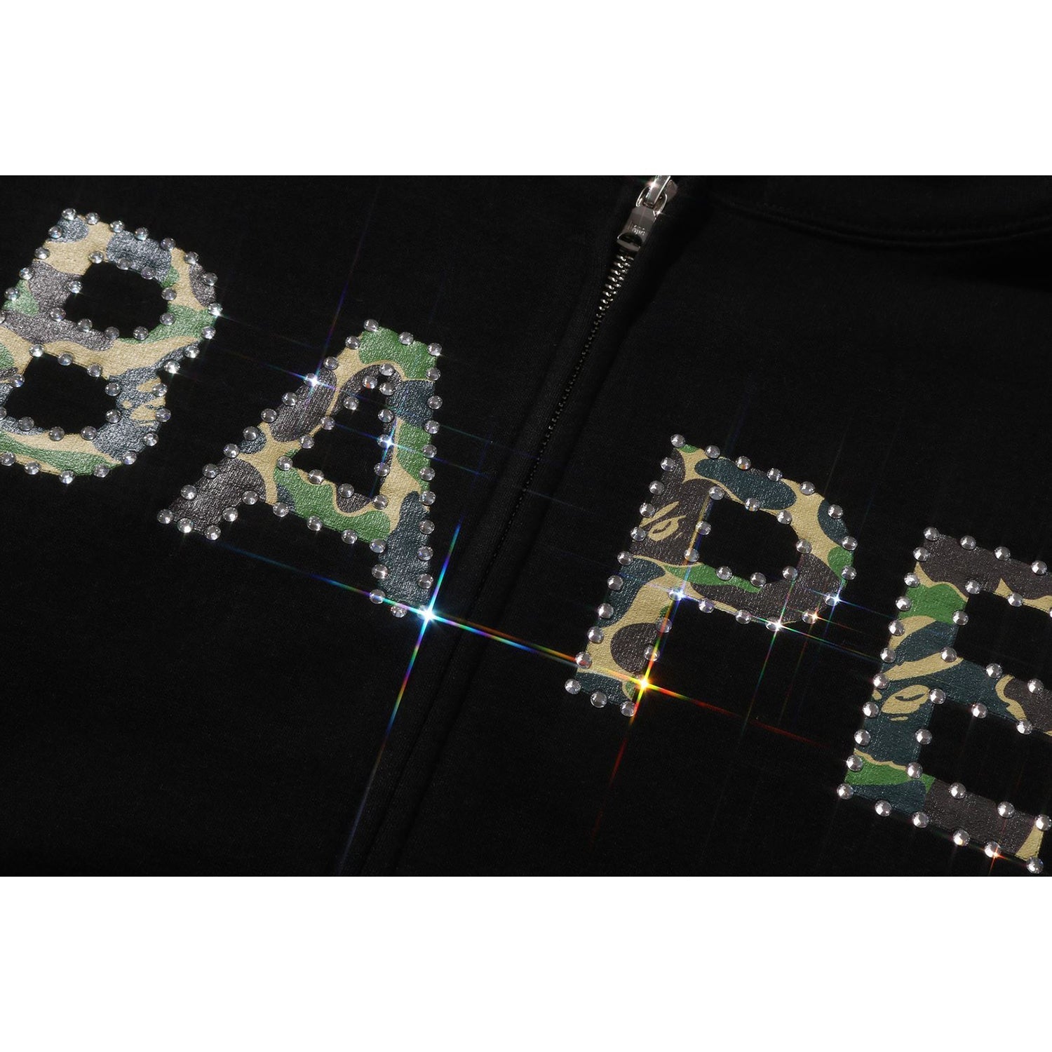 BAPE ABC CAMO CRYSTAL LOGO WIDE ZIP HOODIE LADIES
