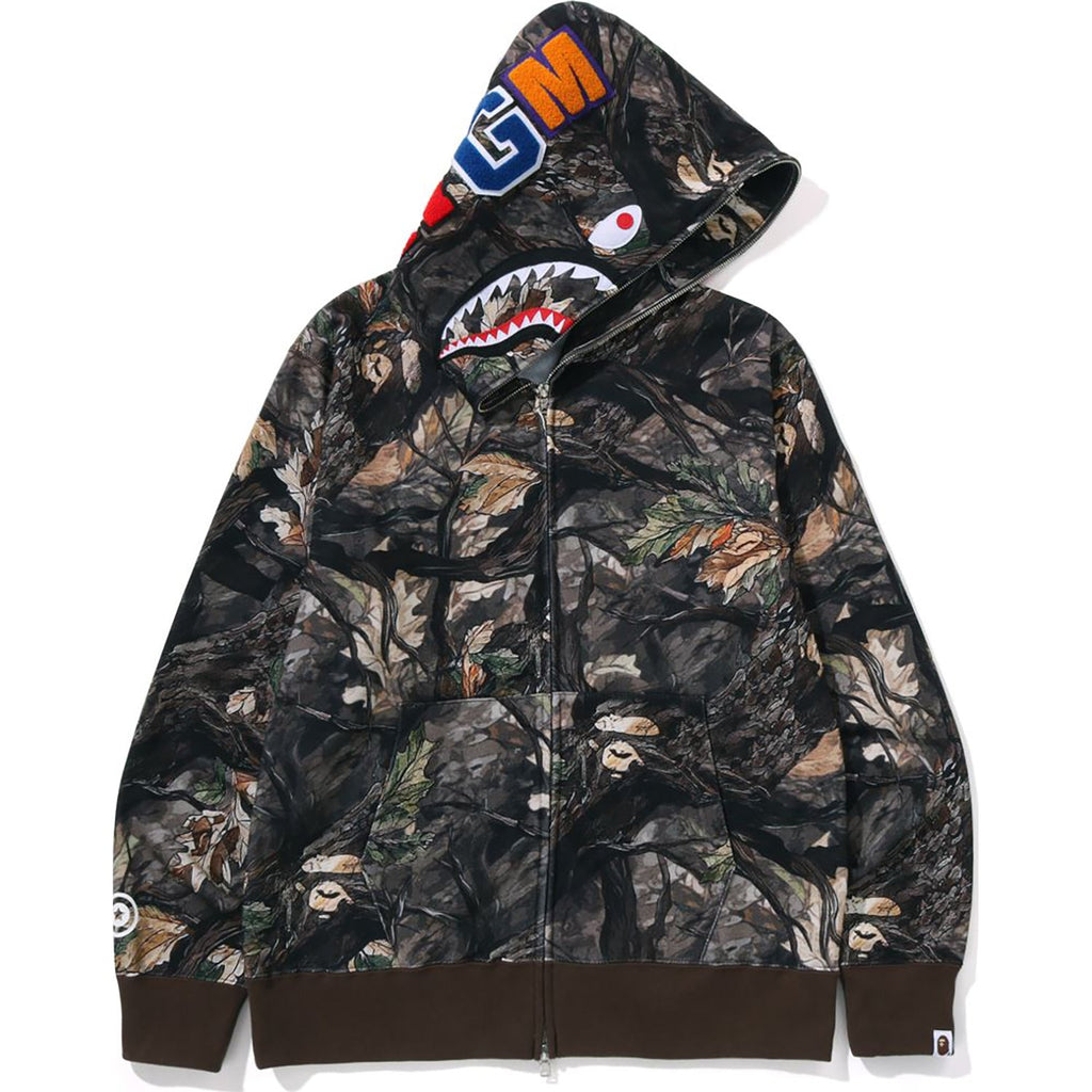 BAPE TREE EDGE CAMO SHARK FULL ZIP HOODIE MENS