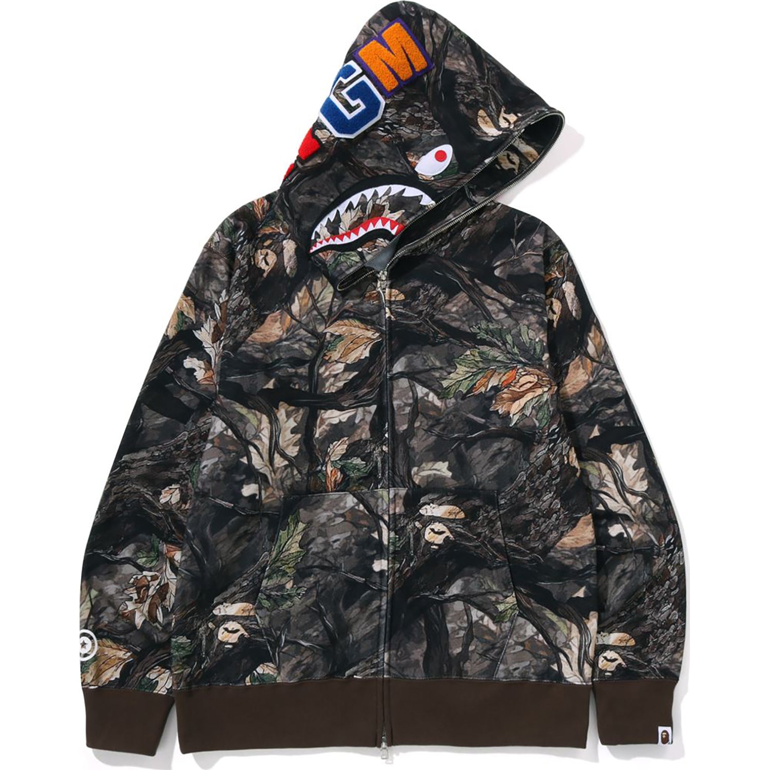 BAPE TREE EDGE CAMO SHARK FULL ZIP HOODIE MENS