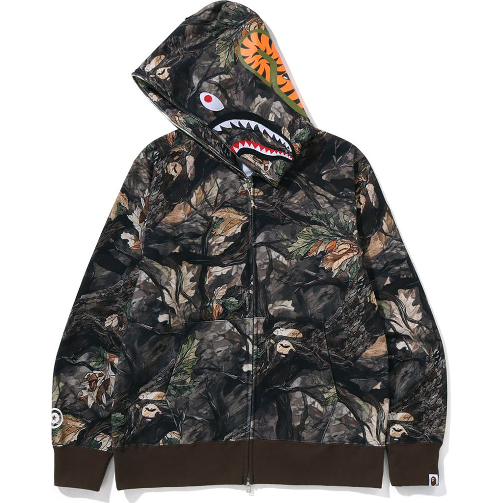 BAPE TREE EDGE CAMO SHARK FULL ZIP HOODIE MENS