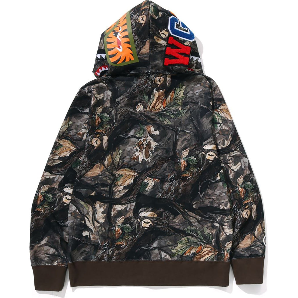 BAPE TREE EDGE CAMO SHARK FULL ZIP HOODIE MENS