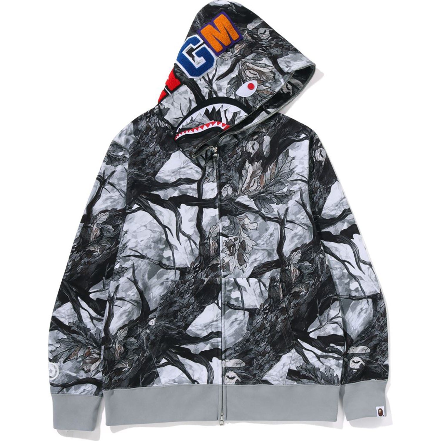BAPE TREE EDGE CAMO SHARK FULL ZIP HOODIE MENS