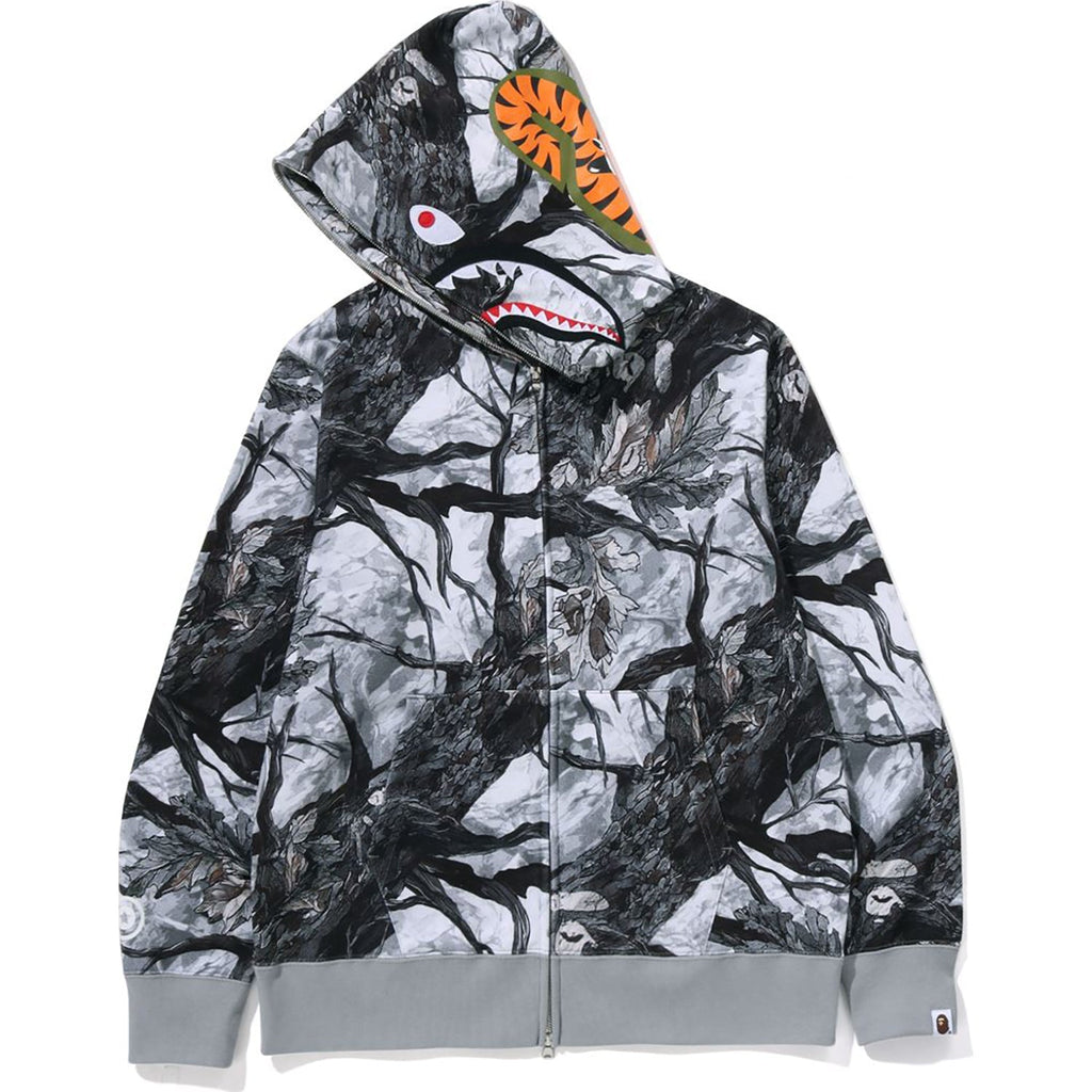 BAPE TREE EDGE CAMO SHARK FULL ZIP HOODIE MENS