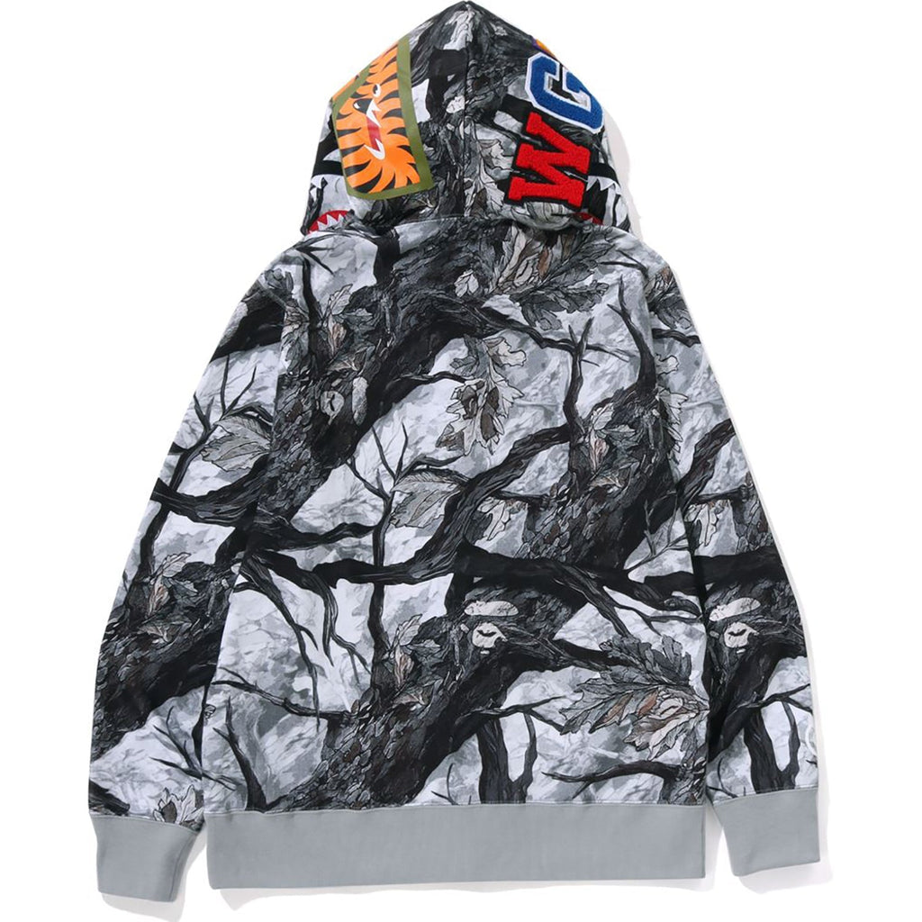 BAPE TREE EDGE CAMO SHARK FULL ZIP HOODIE MENS