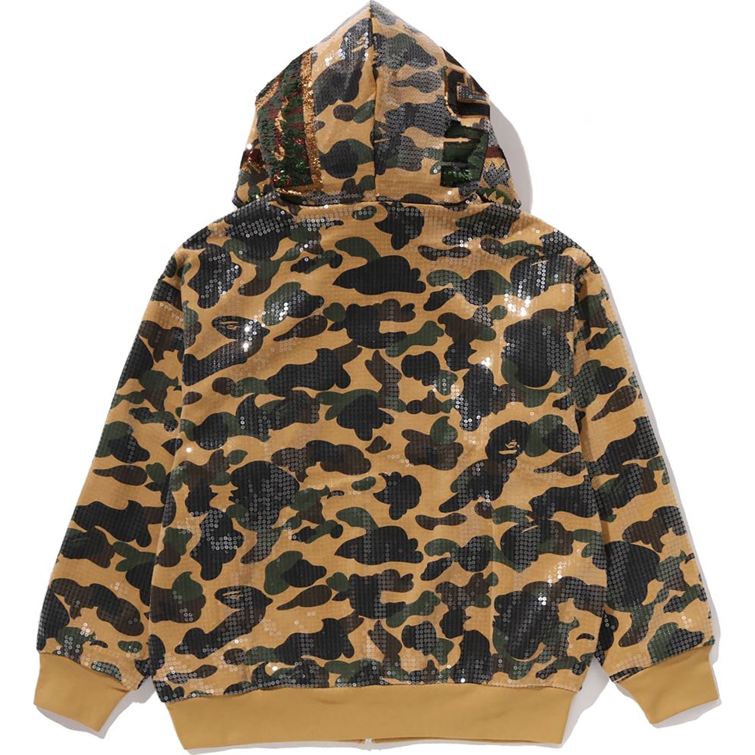 BAPE 1ST CAMO SEQUIN SHARK RELAXED FIT FULL ZIP HOODIE MENS