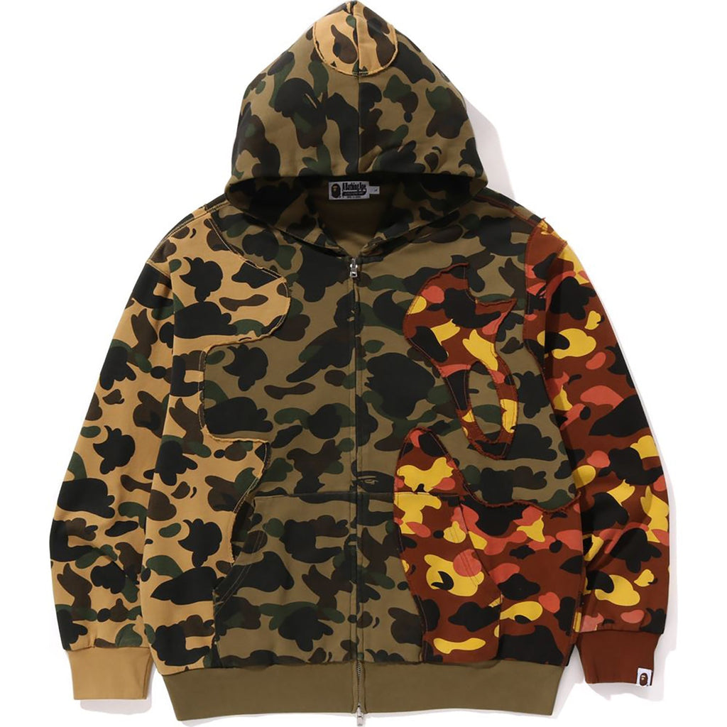 BAPE 1ST CAMO UPCYCLED RELAXED FIT FULL ZIP HOODIE MENS