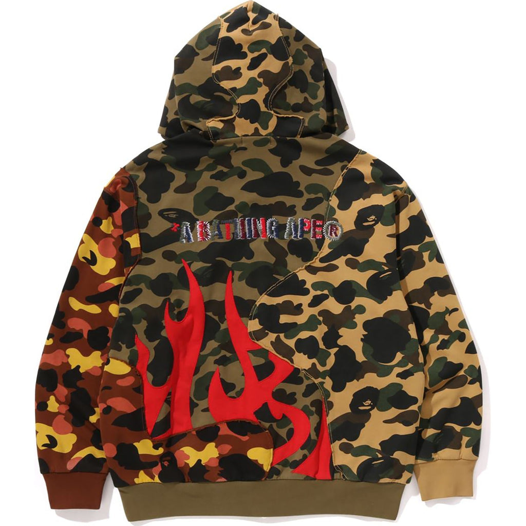 BAPE 1ST CAMO UPCYCLED RELAXED FIT FULL ZIP HOODIE MENS