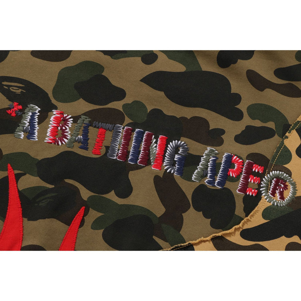 BAPE 1ST CAMO UPCYCLED RELAXED FIT FULL ZIP HOODIE MENS