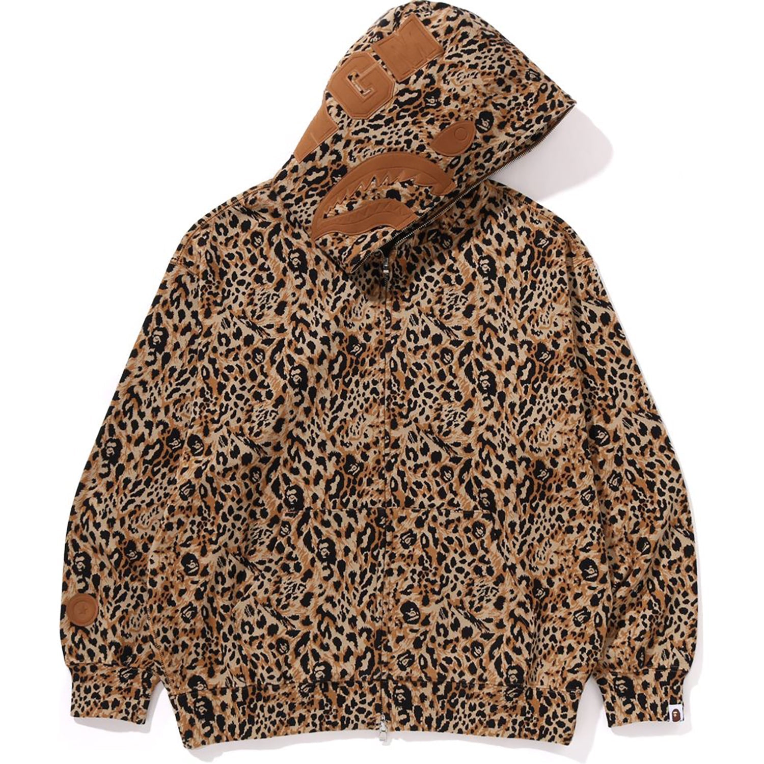BAPE WILD LEOPARD PATTERN SHARK RELAXED FIT FULL ZIP HOODIE MENS
