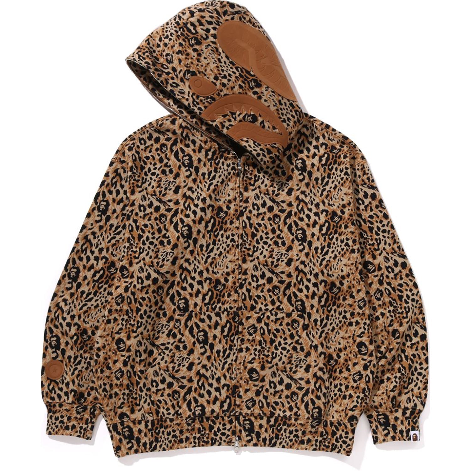 BAPE WILD LEOPARD PATTERN SHARK RELAXED FIT FULL ZIP HOODIE MENS
