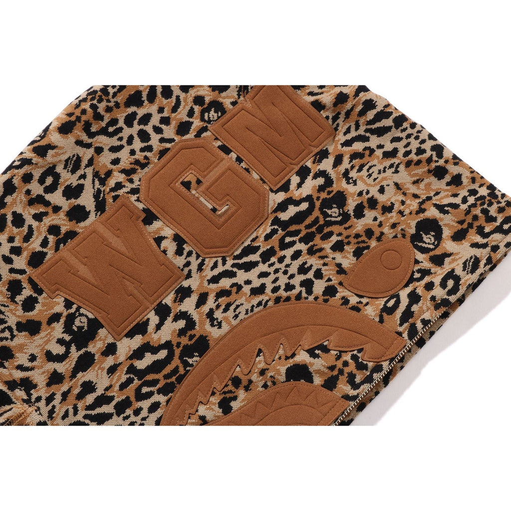 BAPE WILD LEOPARD PATTERN SHARK RELAXED FIT FULL ZIP HOODIE MENS