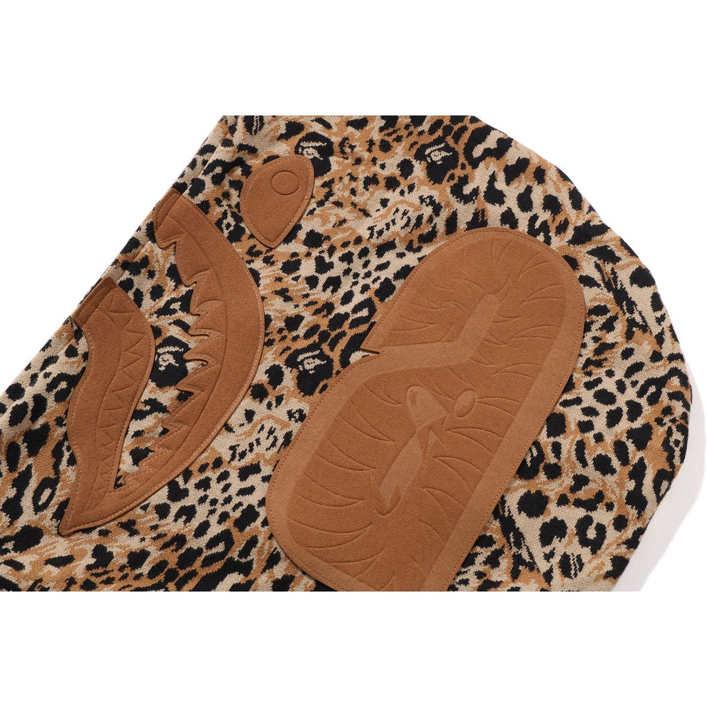 BAPE WILD LEOPARD PATTERN SHARK RELAXED FIT FULL ZIP HOODIE MENS