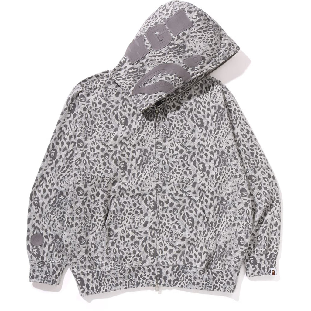 BAPE WILD LEOPARD PATTERN SHARK RELAXED FIT FULL ZIP HOODIE MENS