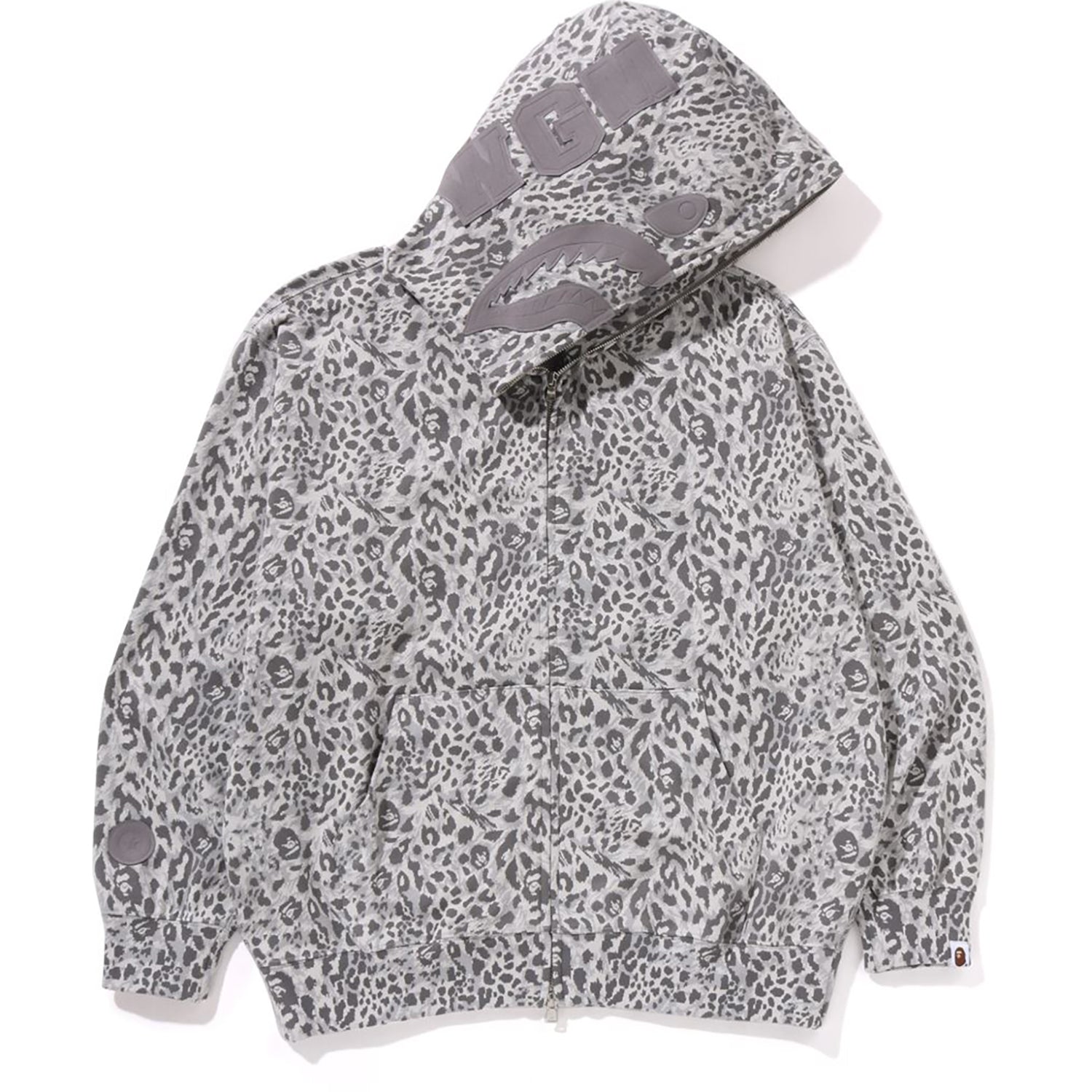 BAPE WILD LEOPARD PATTERN SHARK RELAXED FIT FULL ZIP HOODIE MENS