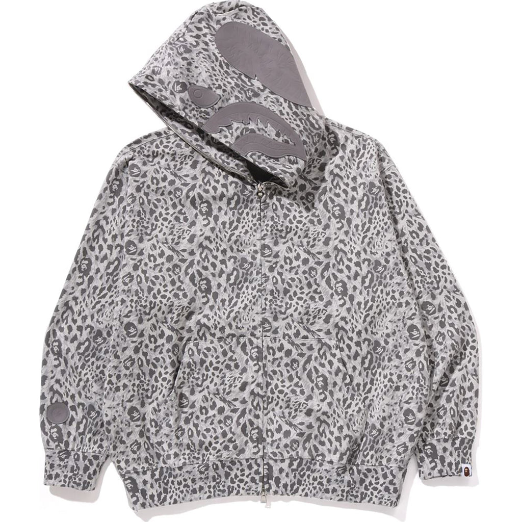 BAPE WILD LEOPARD PATTERN SHARK RELAXED FIT FULL ZIP HOODIE MENS