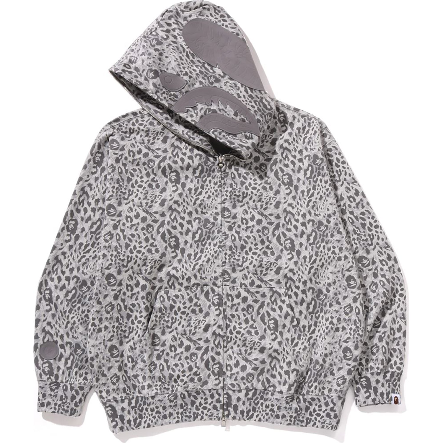 BAPE WILD LEOPARD PATTERN SHARK RELAXED FIT FULL ZIP HOODIE MENS