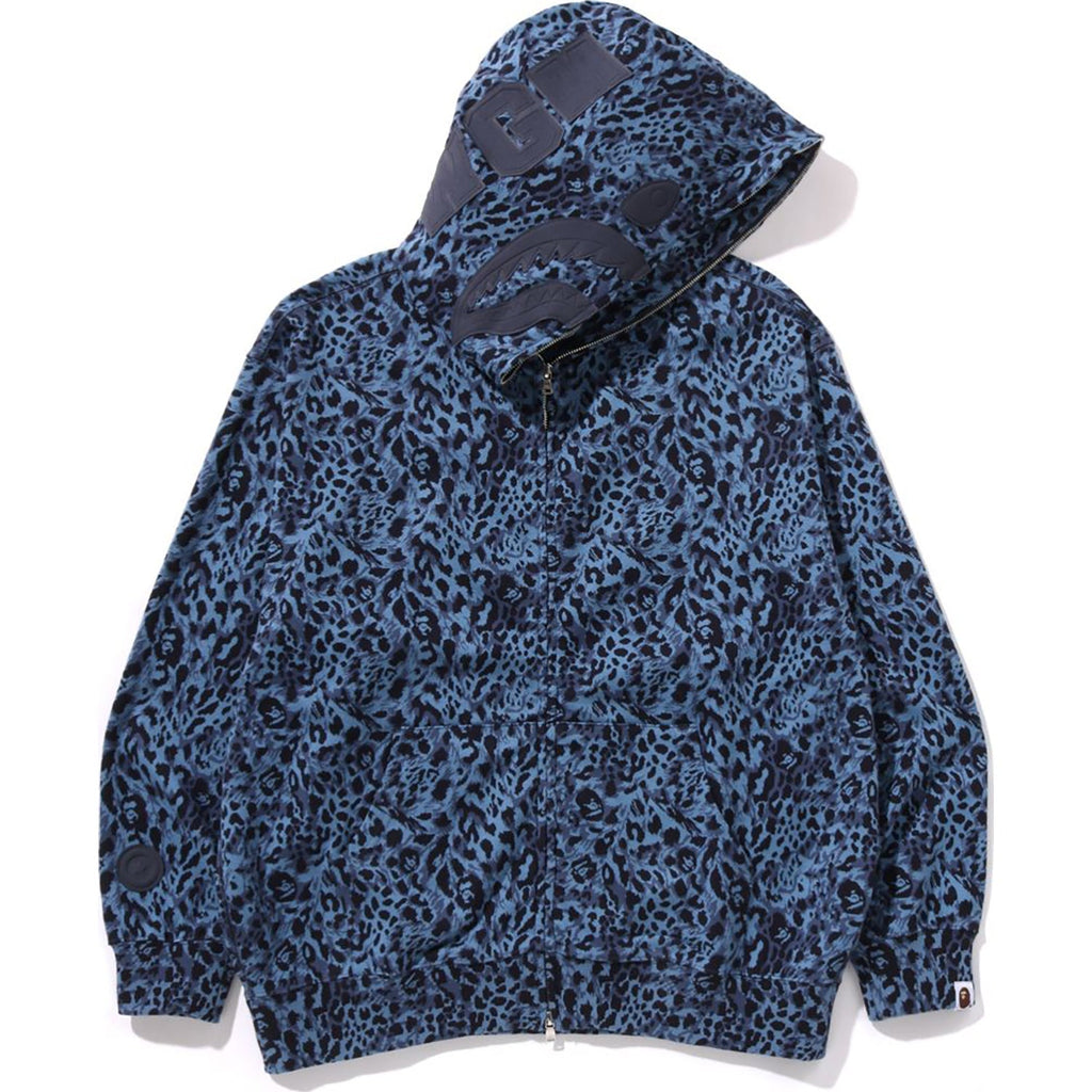 BAPE WILD LEOPARD PATTERN SHARK RELAXED FIT FULL ZIP HOODIE MENS