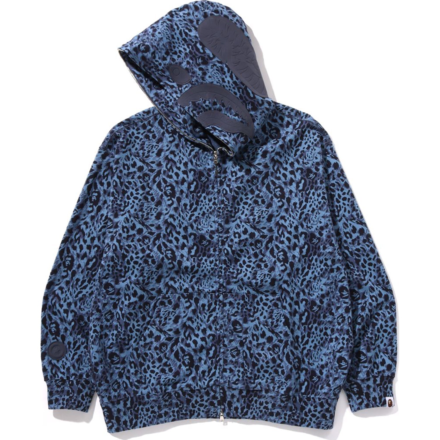 BAPE WILD LEOPARD PATTERN SHARK RELAXED FIT FULL ZIP HOODIE MENS