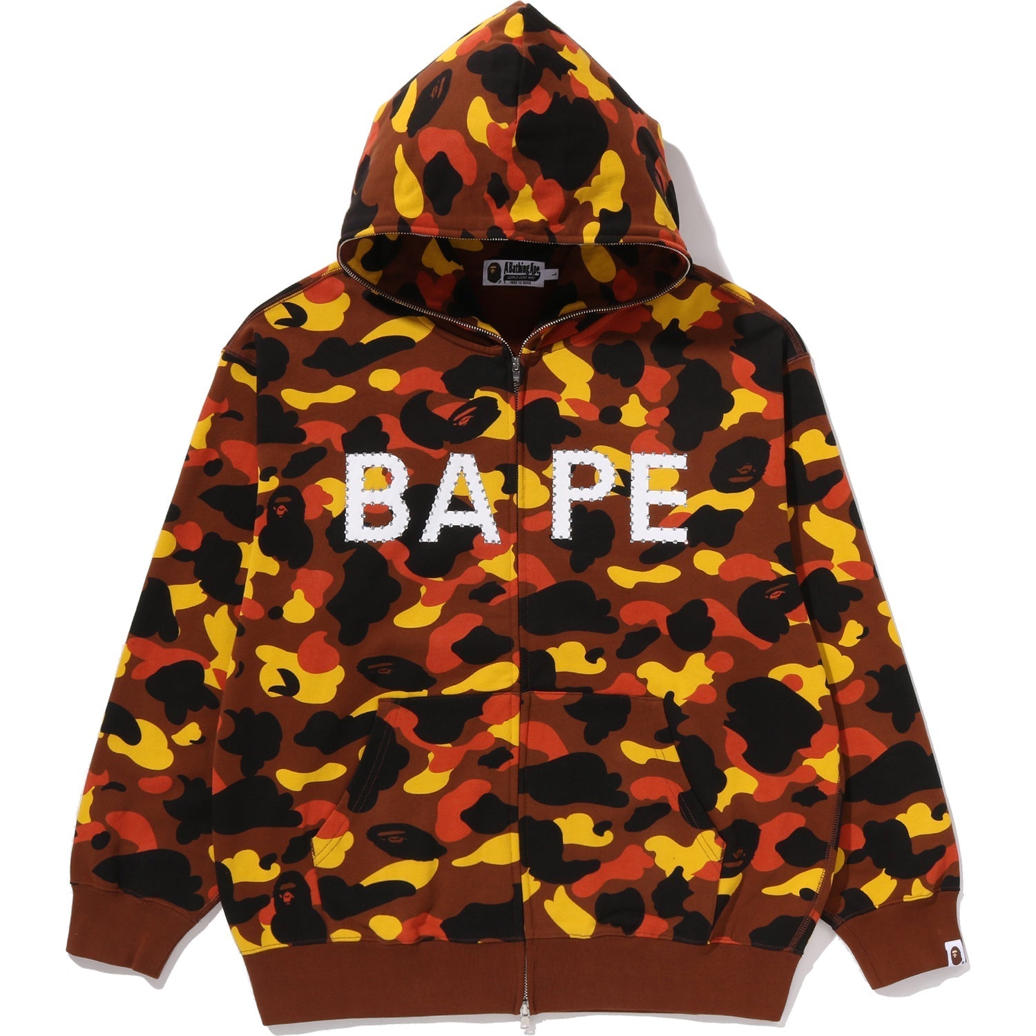 BAPE 1ST CAMO LOGO RHINESTONE RELAXED FIT FULL ZIP HOODIE MENS