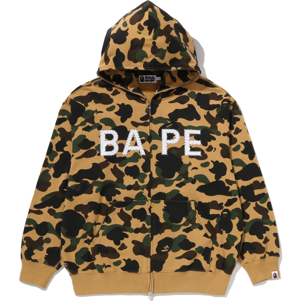 BAPE 1ST CAMO LOGO RHINESTONE RELAXED FIT FULL ZIP HOODIE MENS