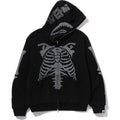 BAPE SKELETON SHARK HEAVY WASHED CROPPED FIT FULL ZIP HOODIE MENS
