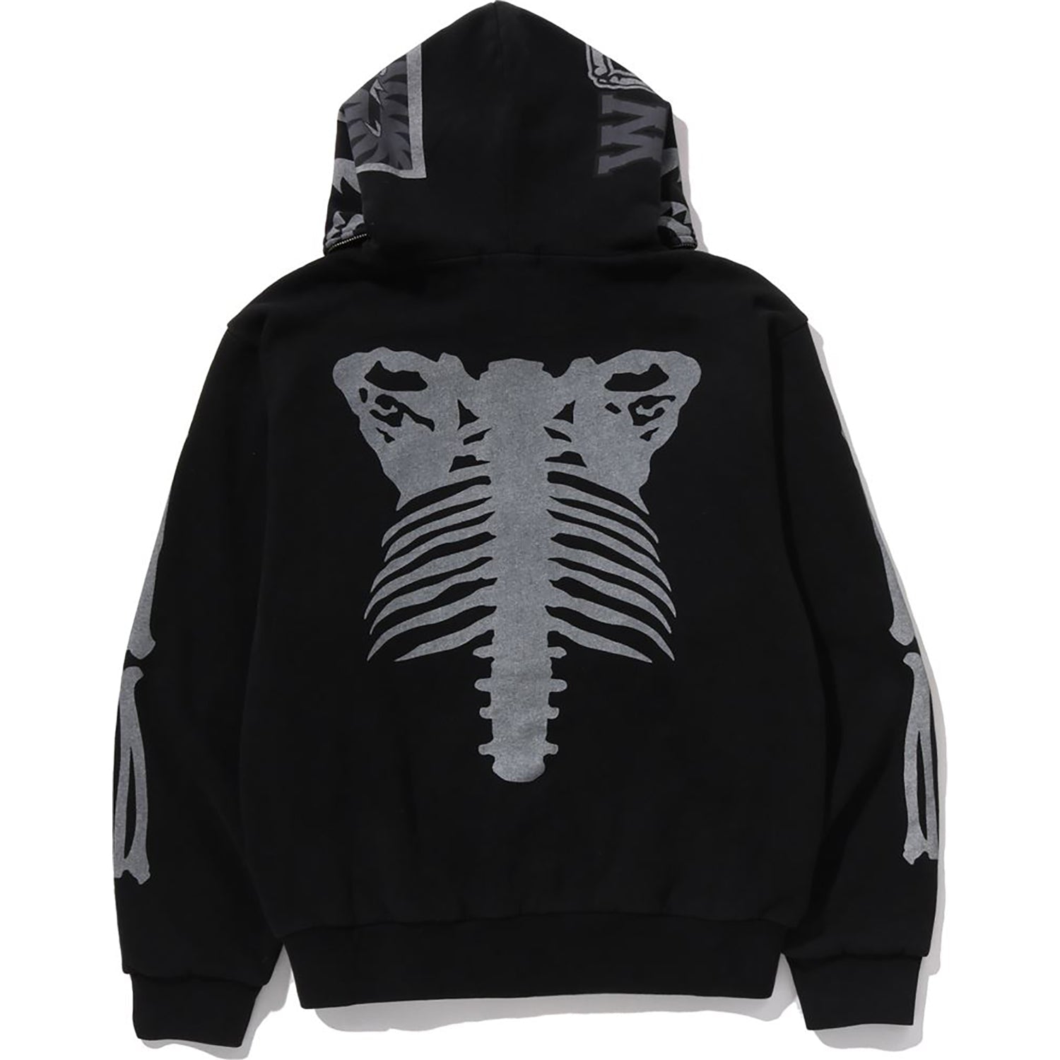 BAPE SKELETON SHARK HEAVY WASHED CROPPED FIT FULL ZIP HOODIE MENS