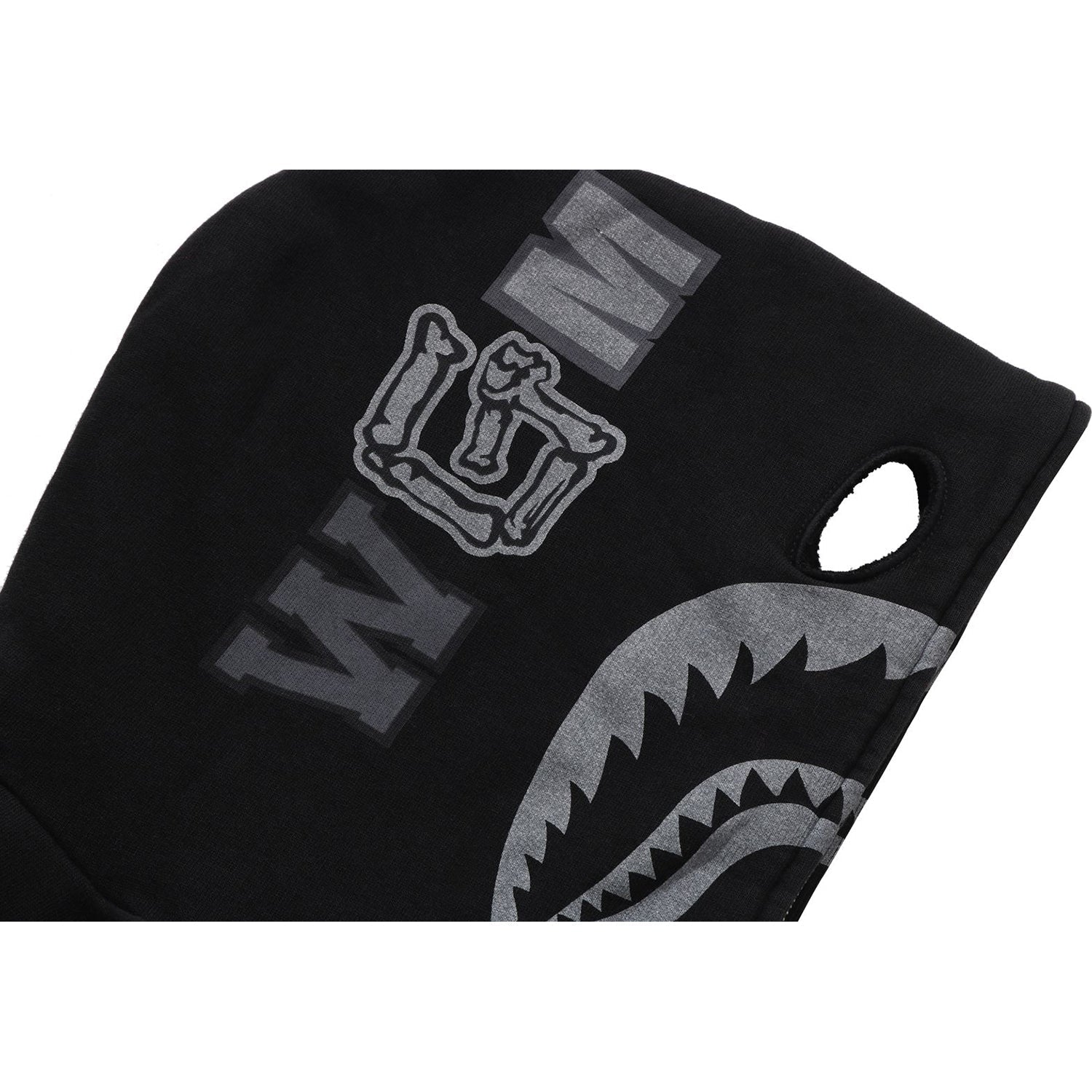 BAPE SKELETON SHARK HEAVY WASHED CROPPED FIT FULL ZIP HOODIE MENS