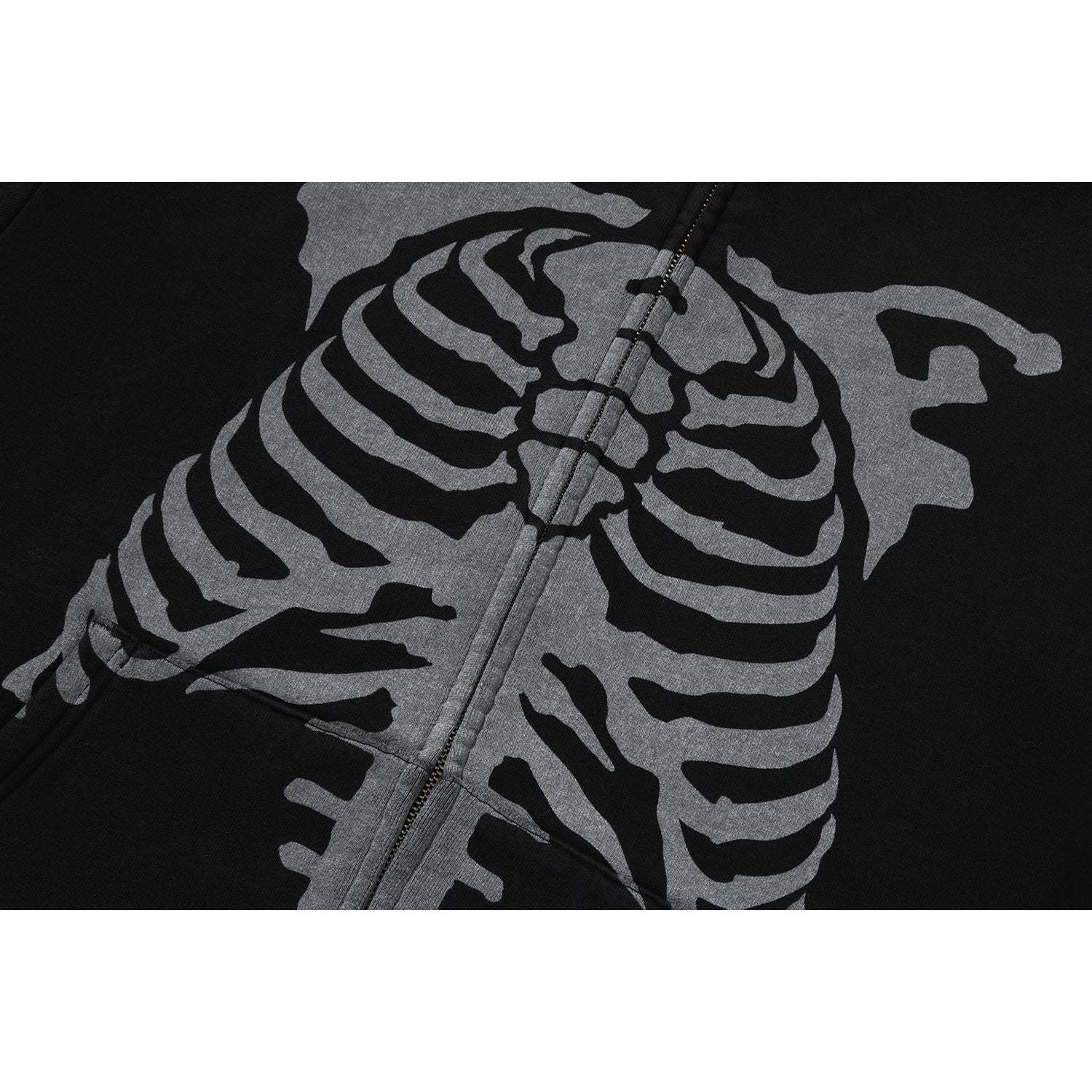 BAPE SKELETON SHARK HEAVY WASHED CROPPED FIT FULL ZIP HOODIE MENS