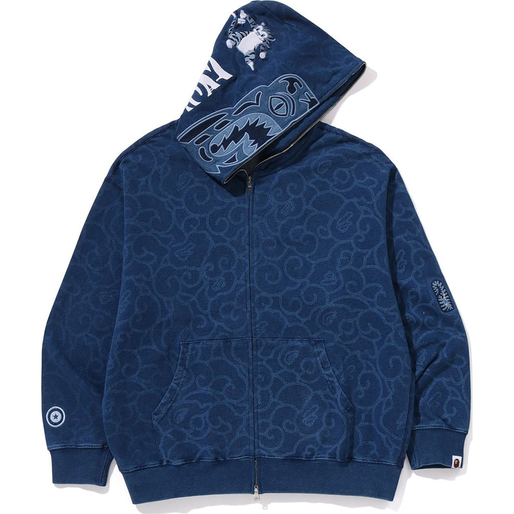 BAPE CLOUD CAMO TIGER UPCYCLED RELAXED FIT FULL ZIP HOODIE MENS