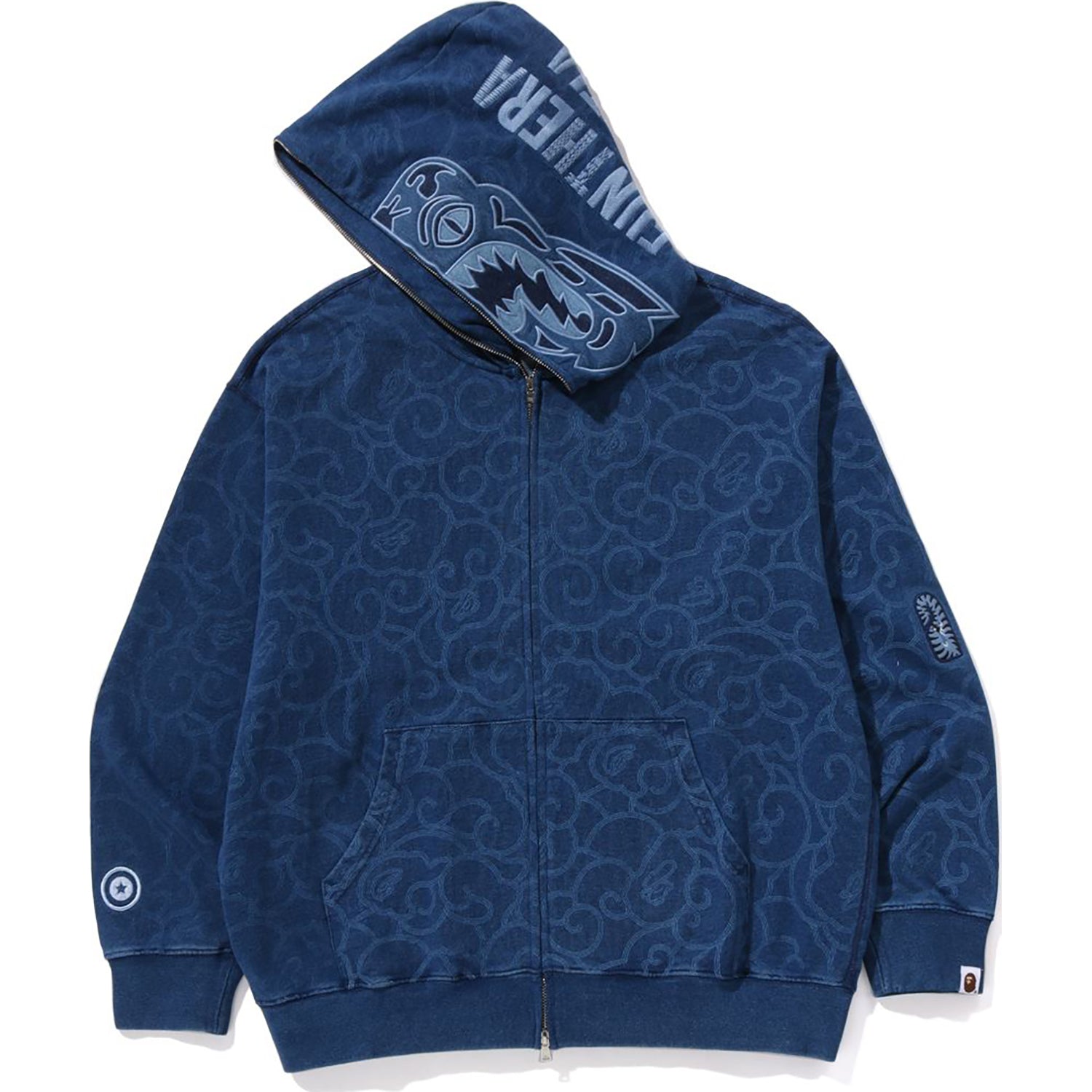 BAPE CLOUD CAMO TIGER UPCYCLED RELAXED FIT FULL ZIP HOODIE MENS