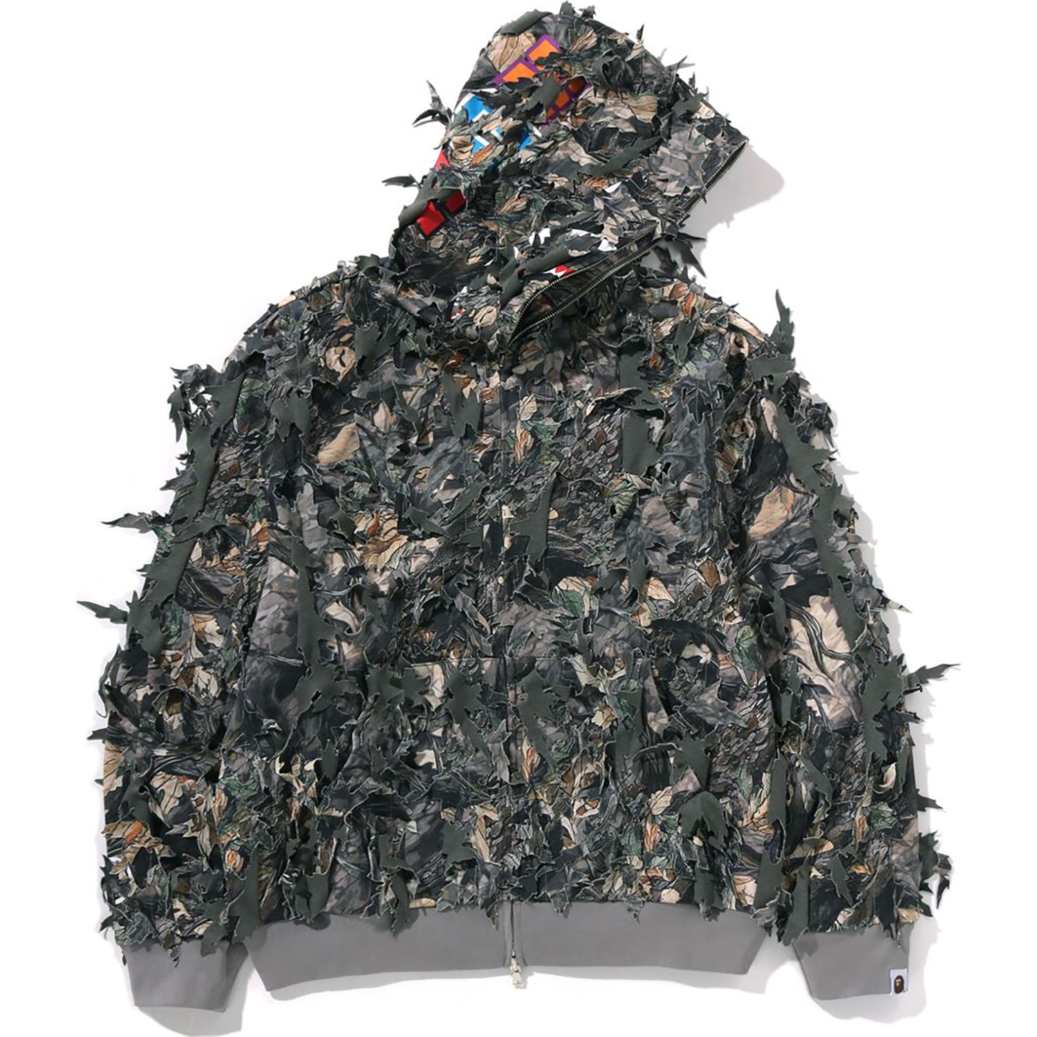 BAPE TREE EDGE CAMO LASER CUT CROPPED SHARK FULL ZIP HOODIE LADIES