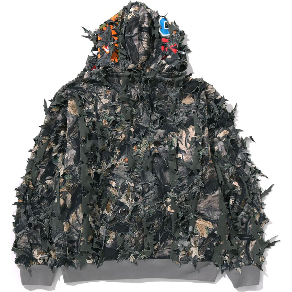 BAPE TREE EDGE CAMO LASER CUT CROPPED SHARK FULL ZIP HOODIE LADIES