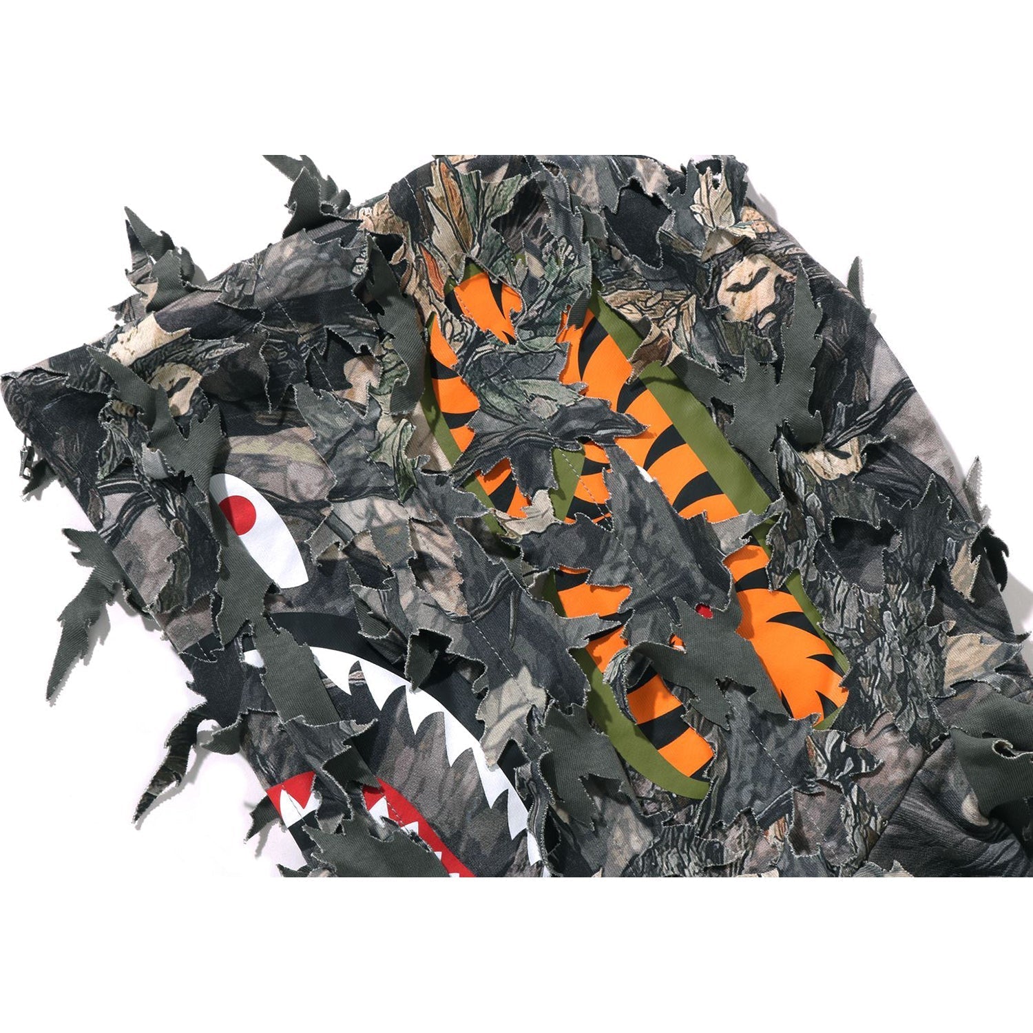 BAPE TREE EDGE CAMO LASER CUT CROPPED SHARK FULL ZIP HOODIE LADIES