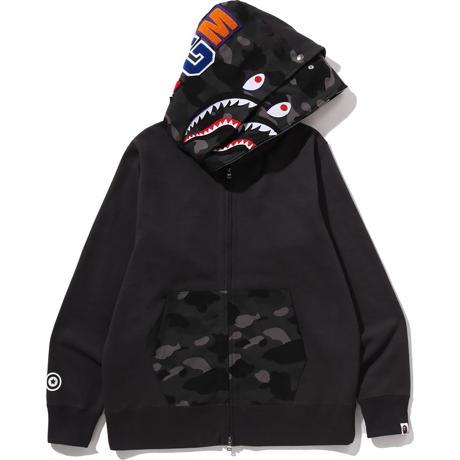 BAPE COLOR CAMO SHARK FULL ZIP DOUBLE HOODIE MENS
