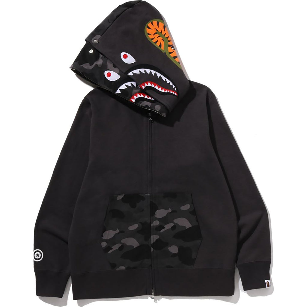 BAPE COLOR CAMO SHARK FULL ZIP DOUBLE HOODIE MENS