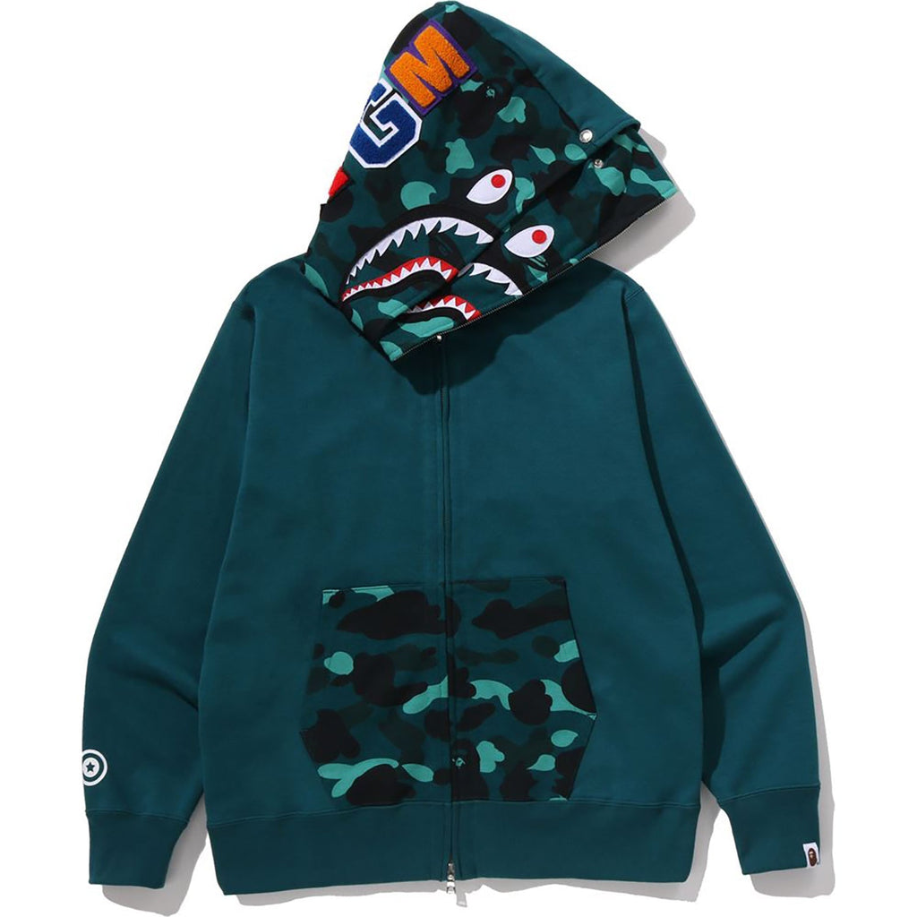 BAPE COLOR CAMO SHARK FULL ZIP DOUBLE HOODIE MENS