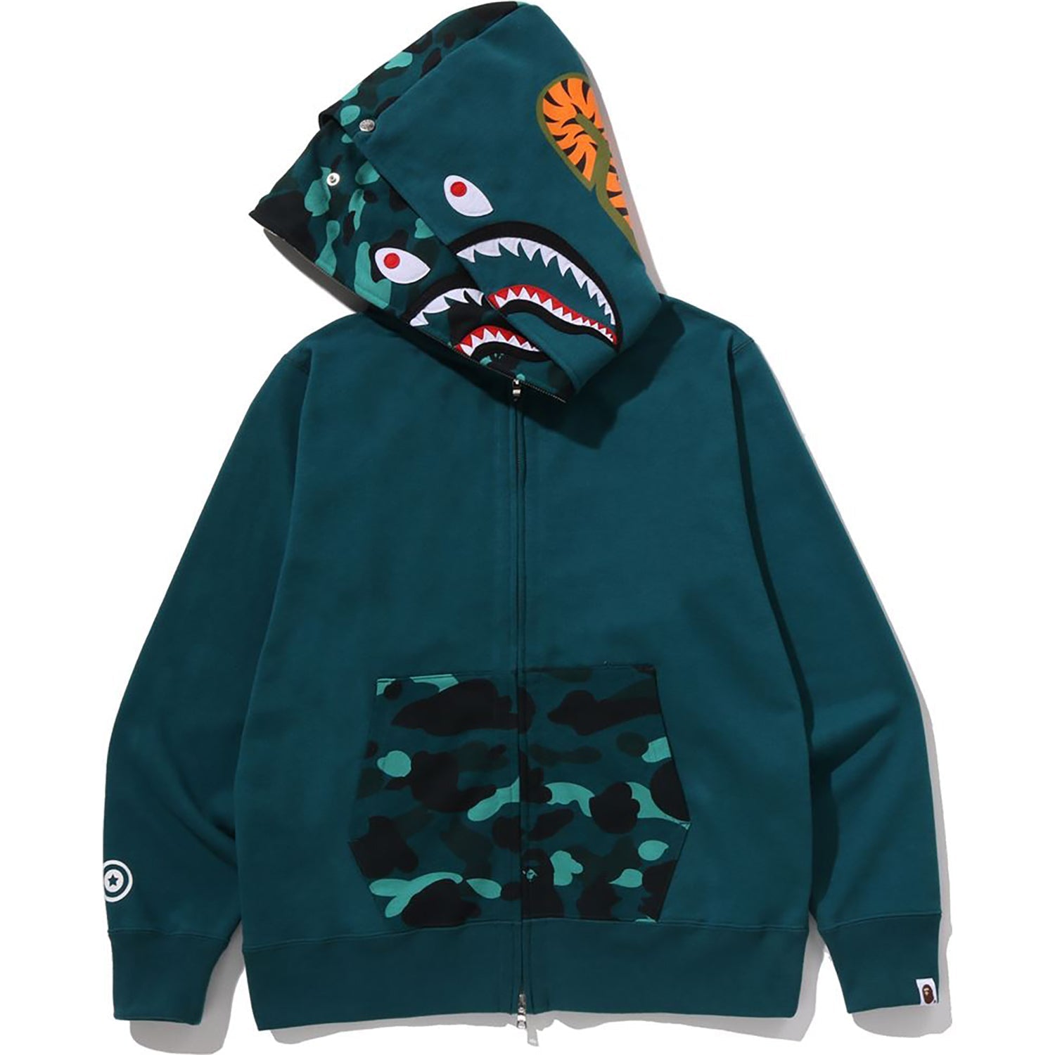 BAPE COLOR CAMO SHARK FULL ZIP DOUBLE HOODIE MENS