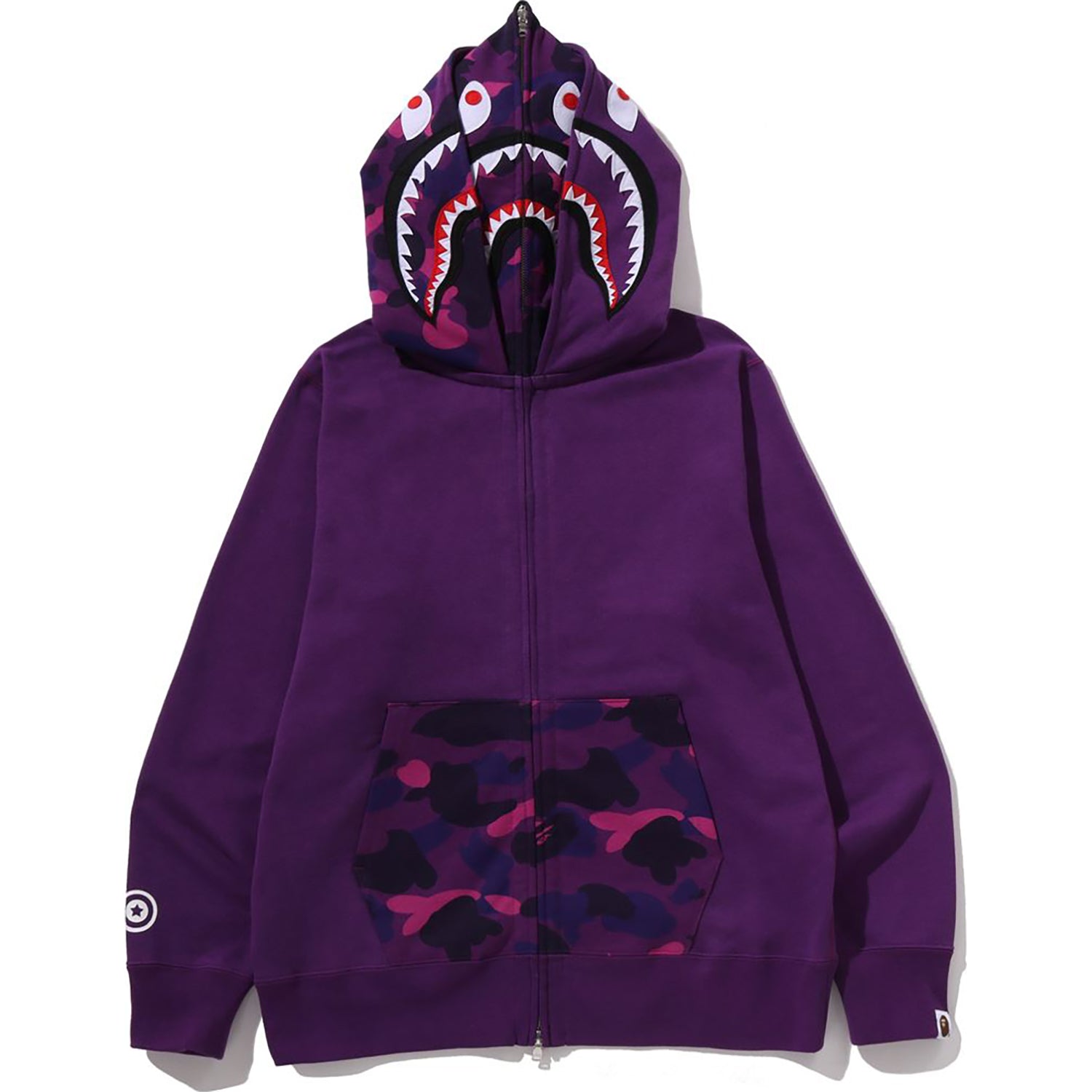 BAPE COLOR CAMO SHARK FULL ZIP DOUBLE HOODIE MENS