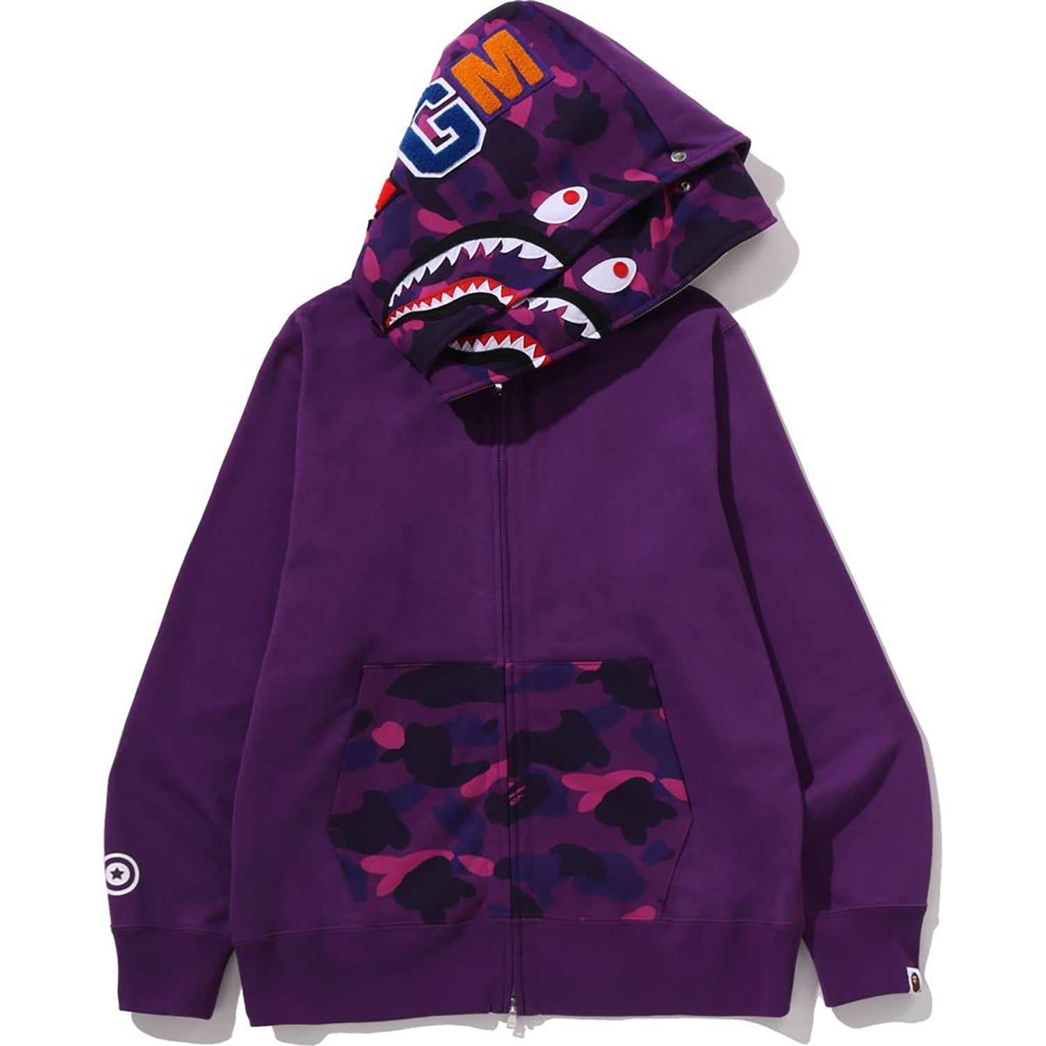 BAPE COLOR CAMO SHARK FULL ZIP DOUBLE HOODIE MENS