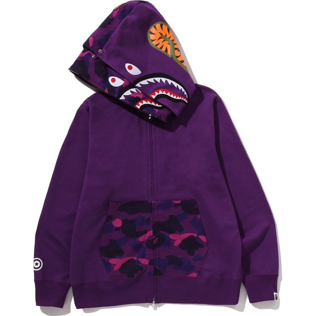 BAPE COLOR CAMO SHARK FULL ZIP DOUBLE HOODIE MENS