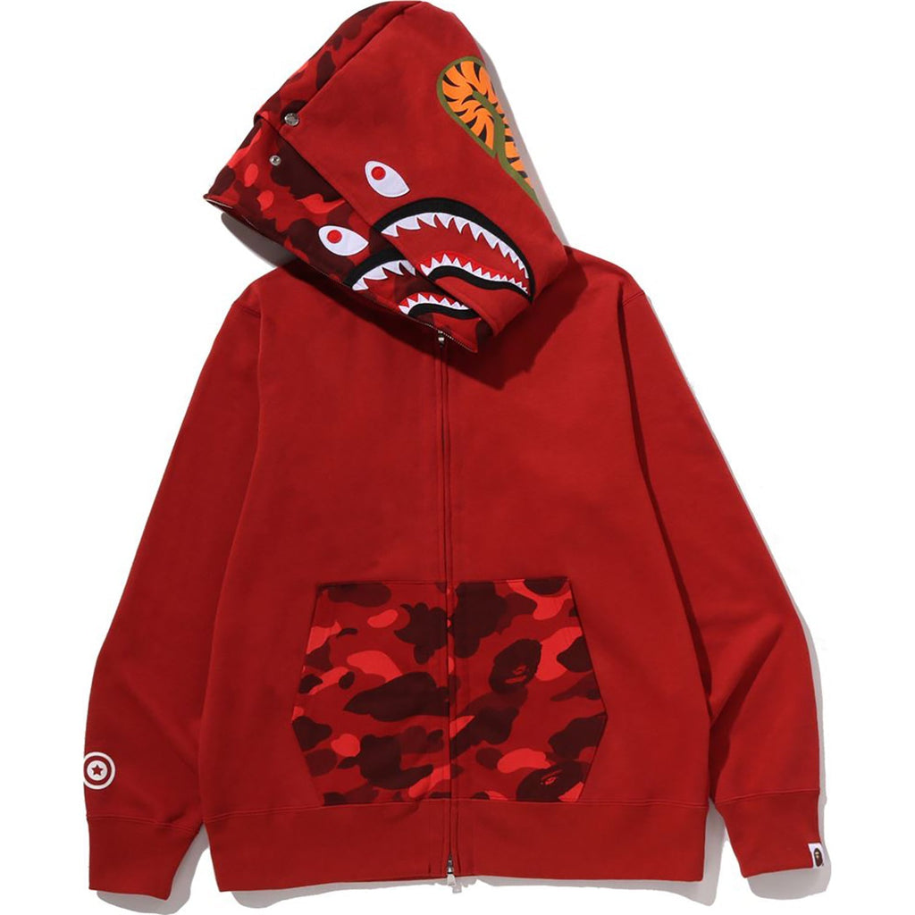BAPE COLOR CAMO SHARK FULL ZIP DOUBLE HOODIE MENS