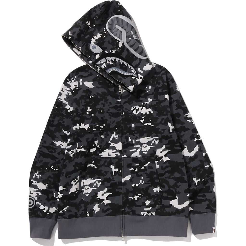 BAPE MULTI PIXEL CAMO SHARK REGULAR FIT FULL ZIP HOODIE MENS