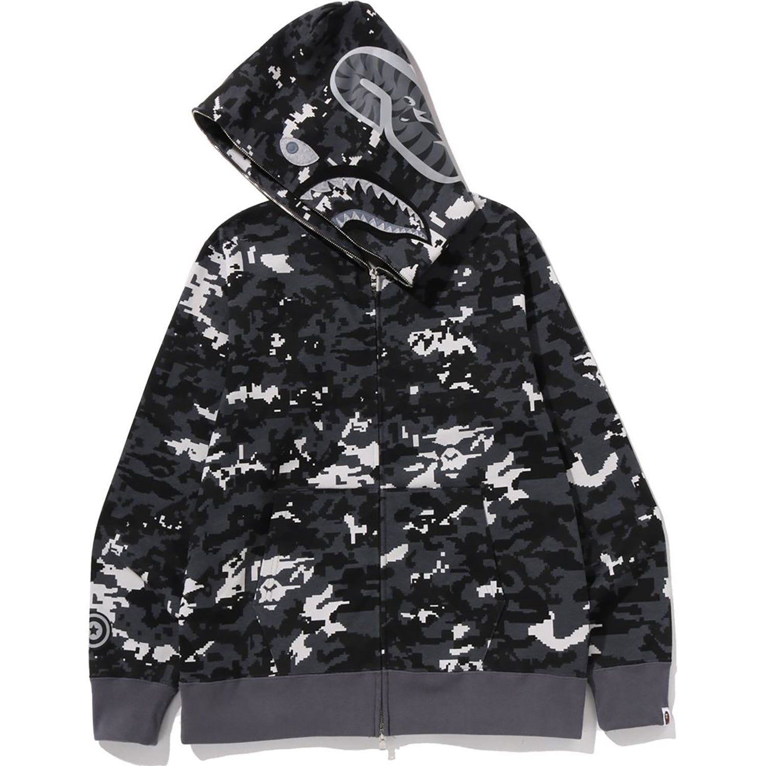 BAPE MULTI PIXEL CAMO SHARK REGULAR FIT FULL ZIP HOODIE MENS