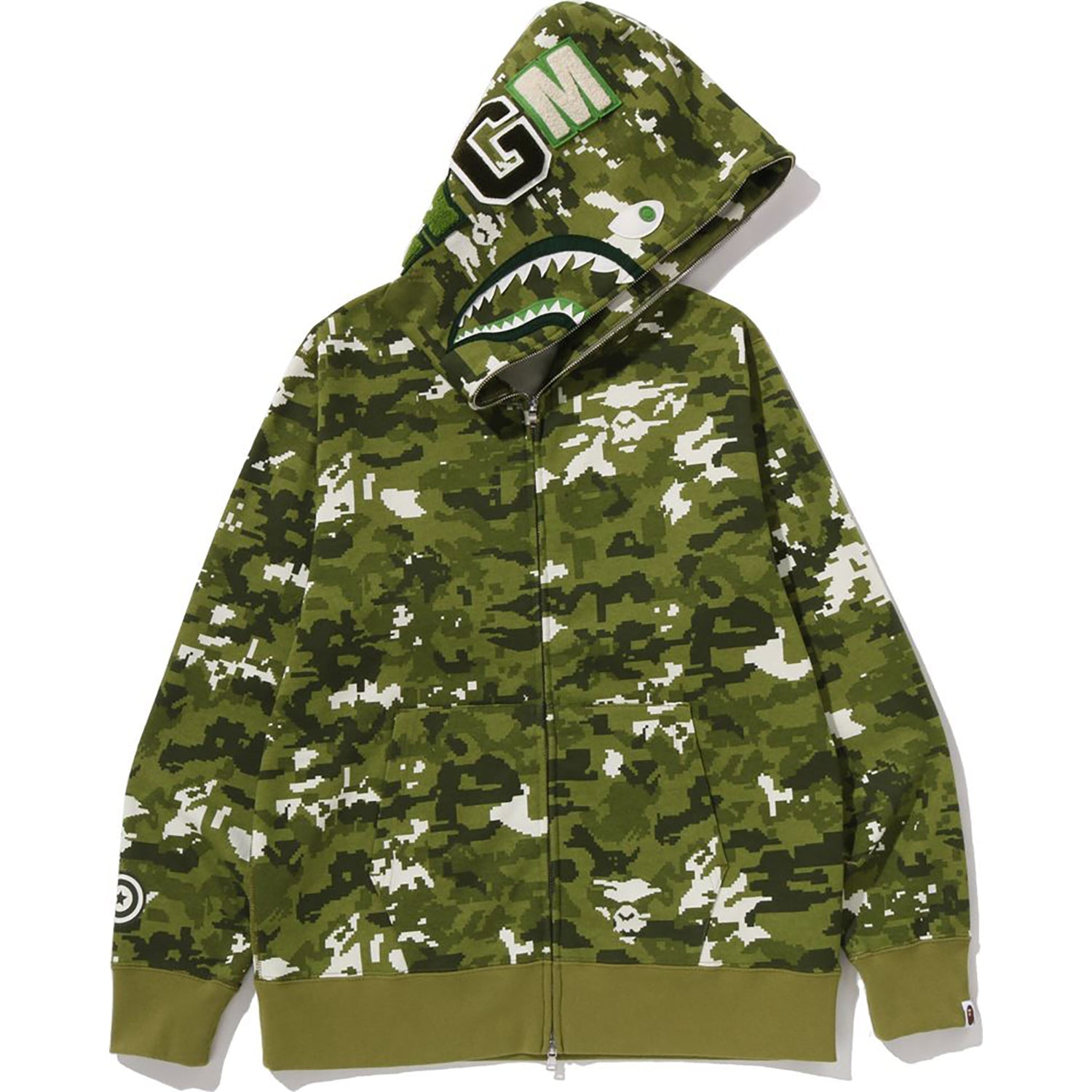 BAPE MULTI PIXEL CAMO SHARK REGULAR FIT FULL ZIP HOODIE MENS