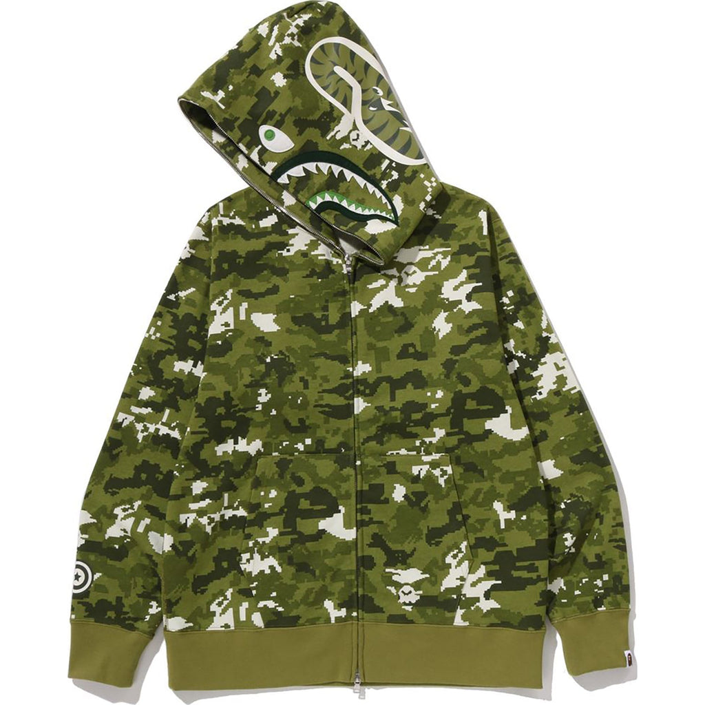 BAPE MULTI PIXEL CAMO SHARK REGULAR FIT FULL ZIP HOODIE MENS