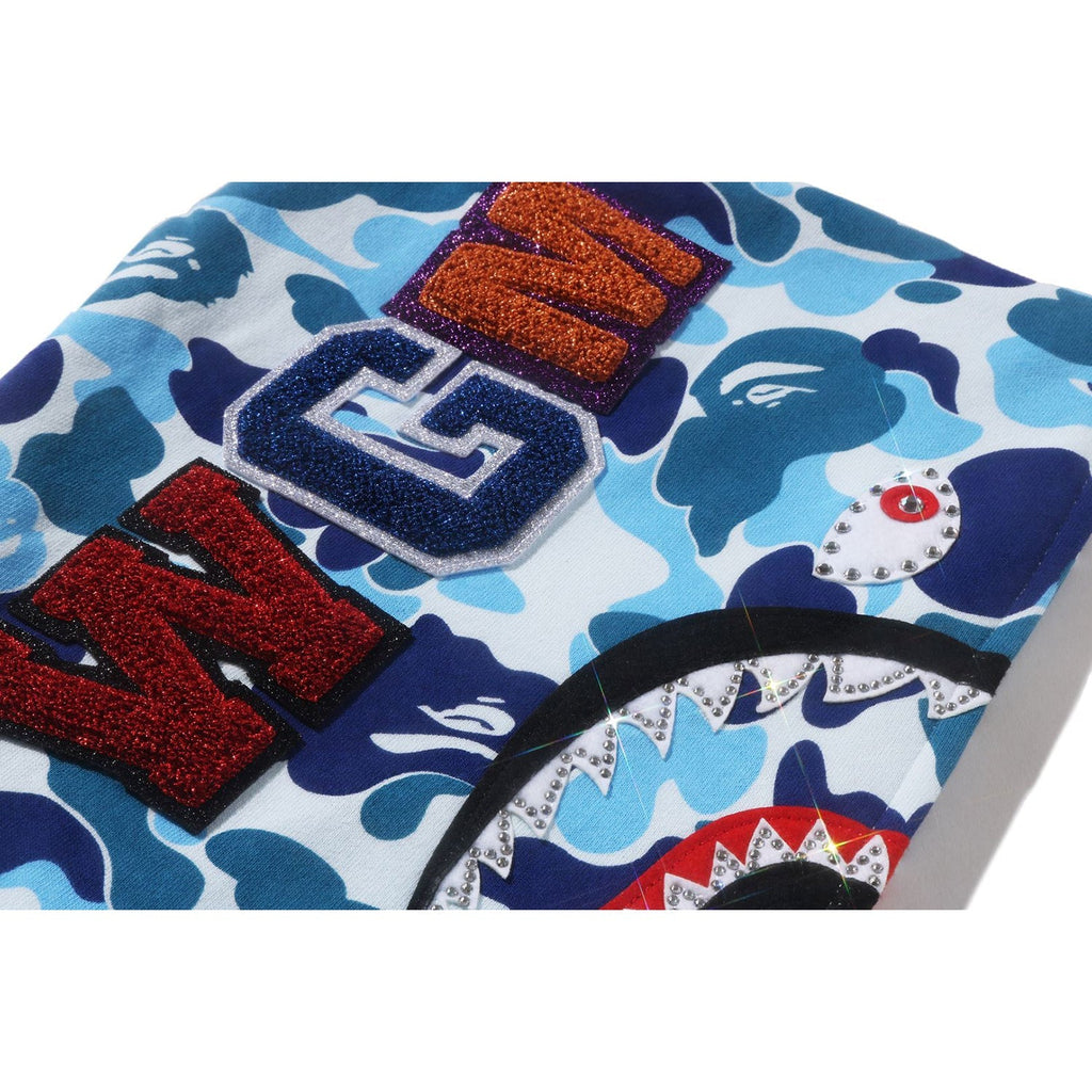 BAPE ABC CAMO CRYSTAL STONE SHARK CROPPED FULL ZIP HOODIE LADIES