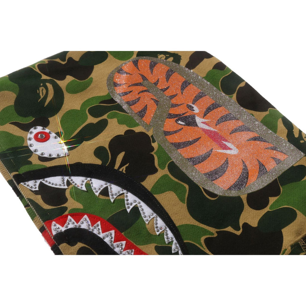 BAPE ABC CAMO CRYSTAL STONE SHARK CROPPED FULL ZIP HOODIE LADIES