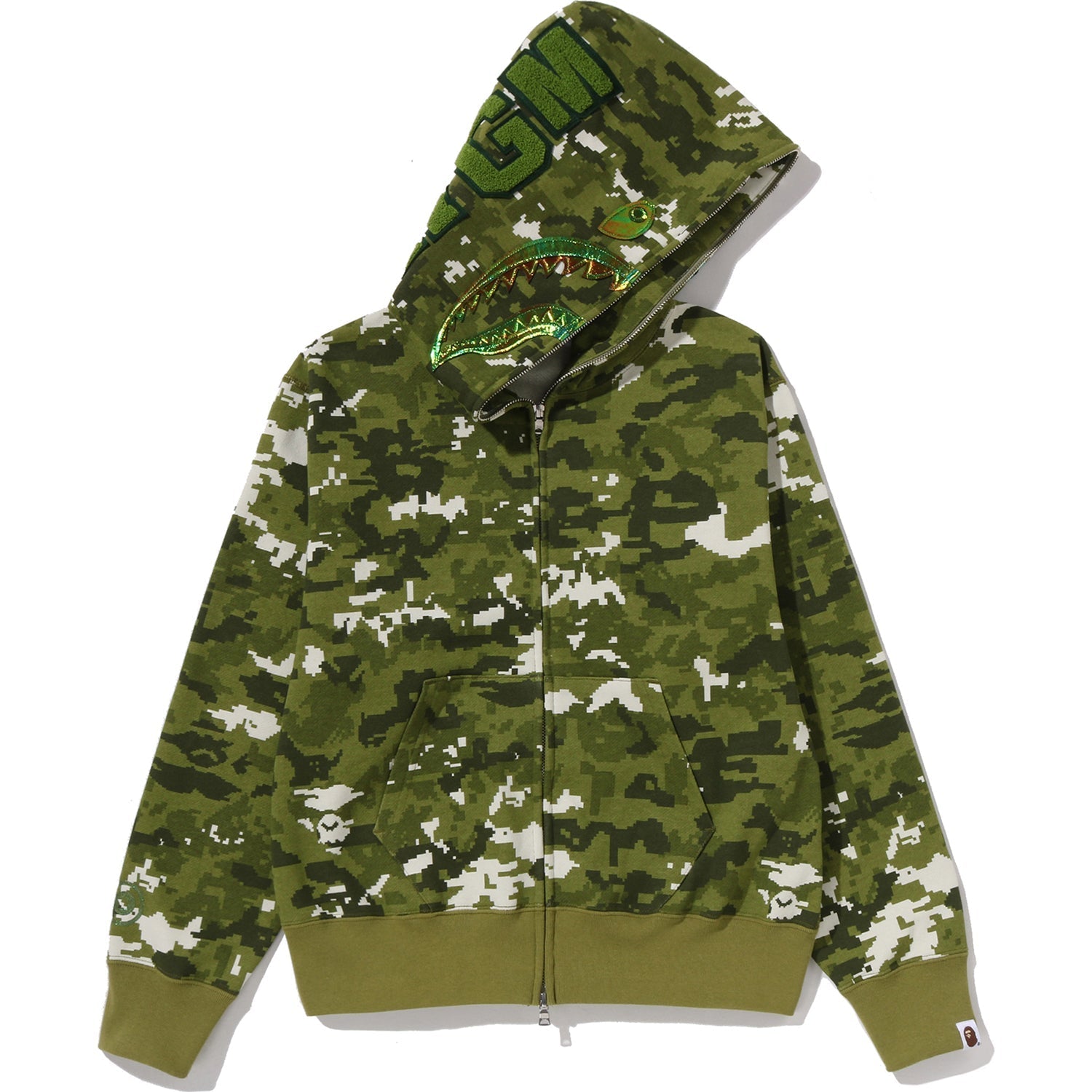 BAPE MULTI PIXEL CAMO SHARK FULL ZIP HOODIE LADIES